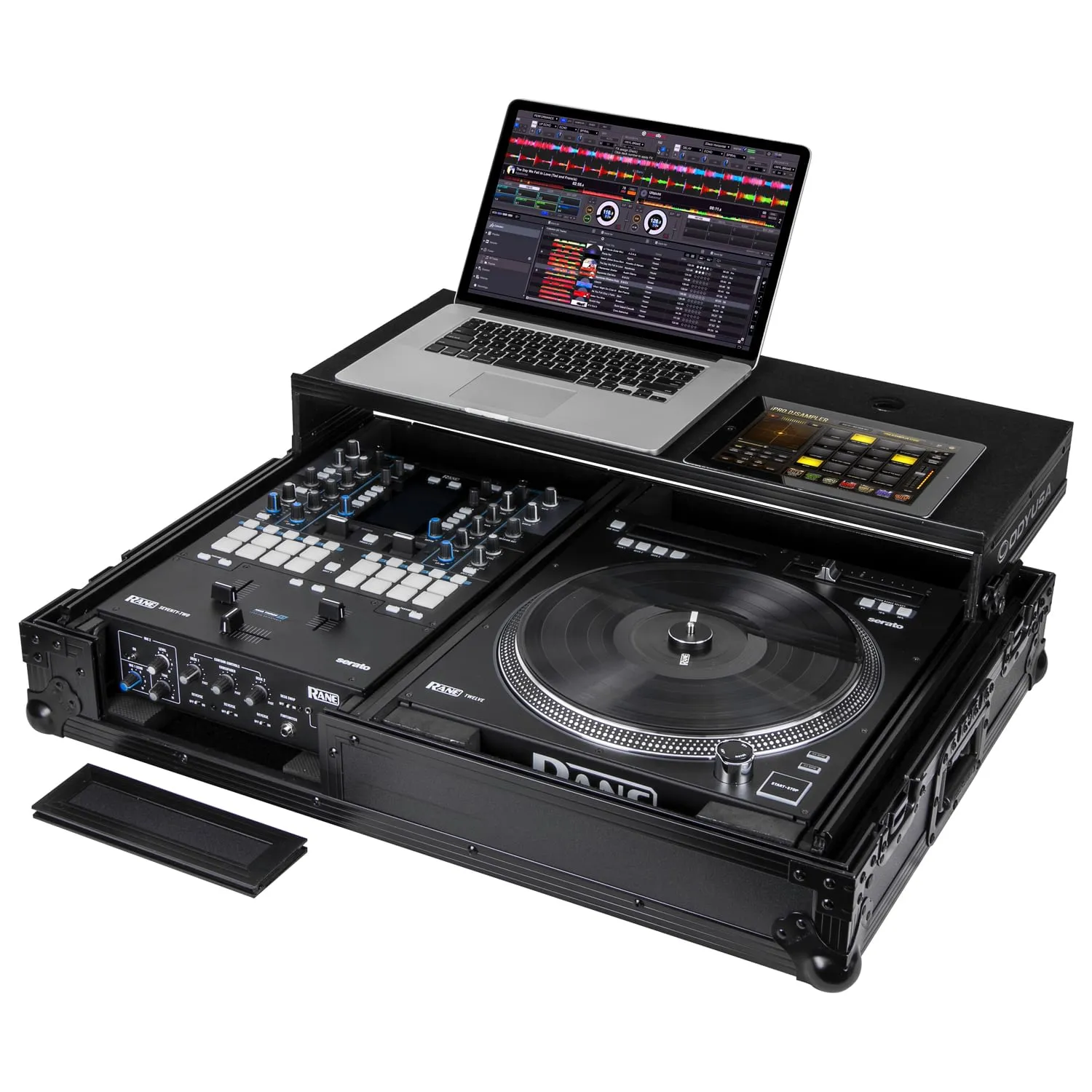 Odyssey FZGS1RA1272WBL Reversible Compact Rane Twelve and Rane Seventy/Seventy-Two Battle DJ Coffin Flight Case w/Glide Platform (Black)