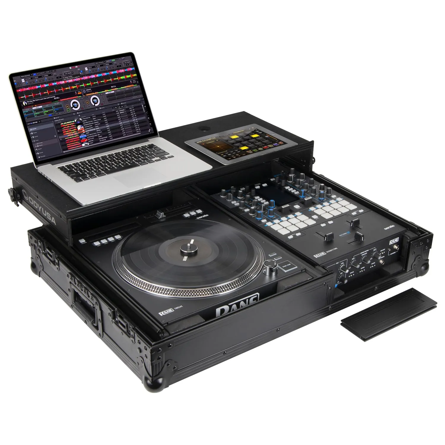Odyssey FZGS1RA1272WBL Reversible Compact Rane Twelve and Rane Seventy/Seventy-Two Battle DJ Coffin Flight Case w/Glide Platform (Black)