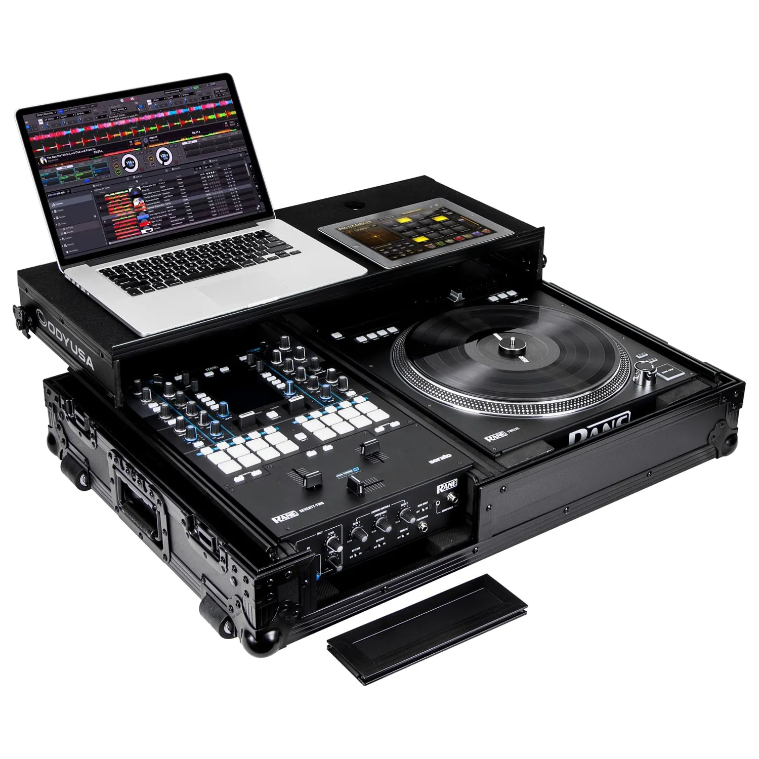 Odyssey FZGS1RA1272WBL Reversible Compact Rane Twelve and Rane Seventy/Seventy-Two Battle DJ Coffin Flight Case w/Glide Platform (Black)