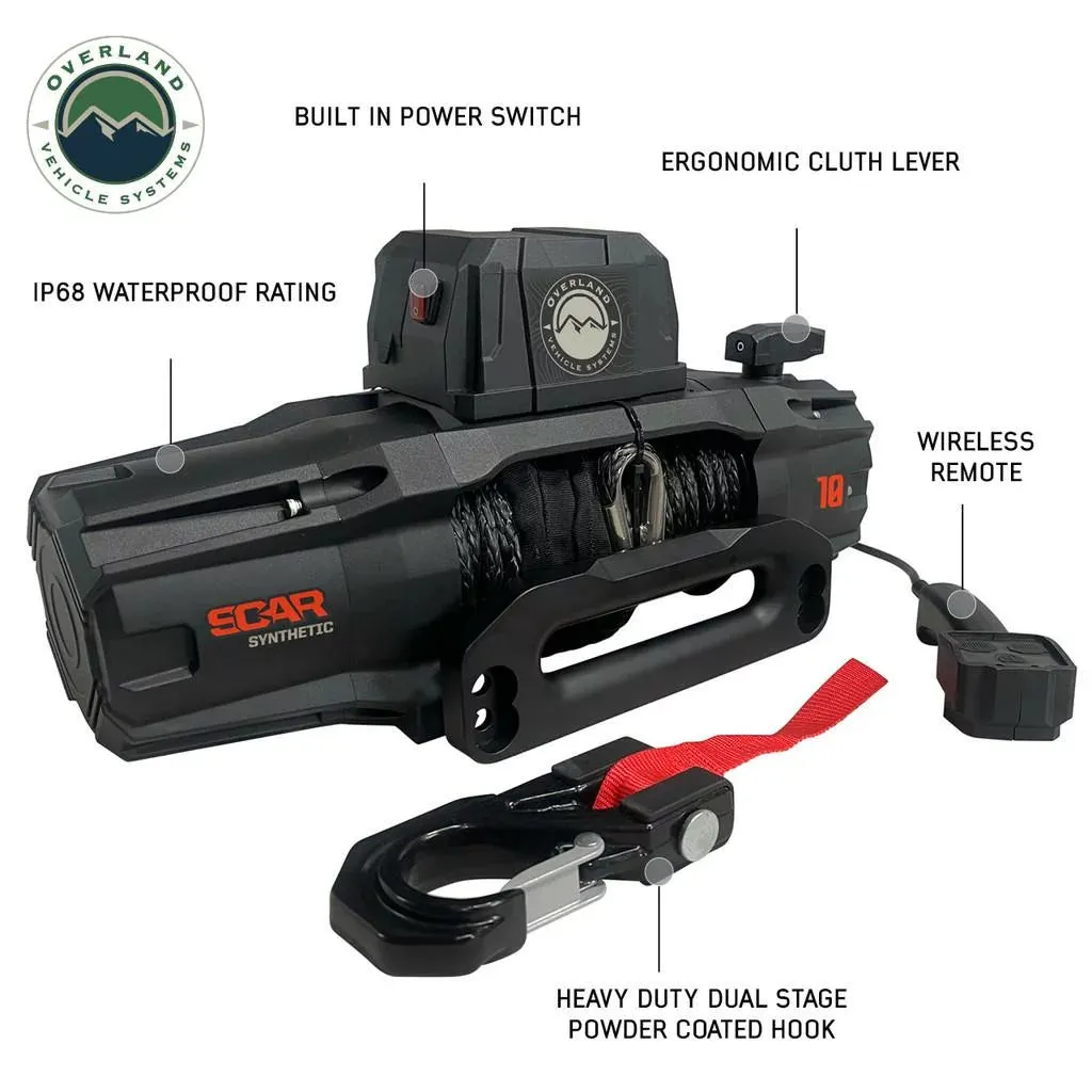 Overland Vehicle Systems (19099901) S.C.A.R. 10S 12,000 lb. Winch with Synthetic Rope