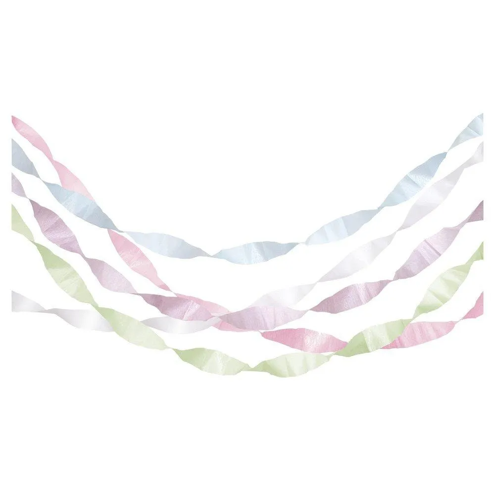 Pastel Crepe Paper Streamers, Set of 5 Rolls of Pretty Pastel Streamers by Meri Meri, Each Roll is 33"