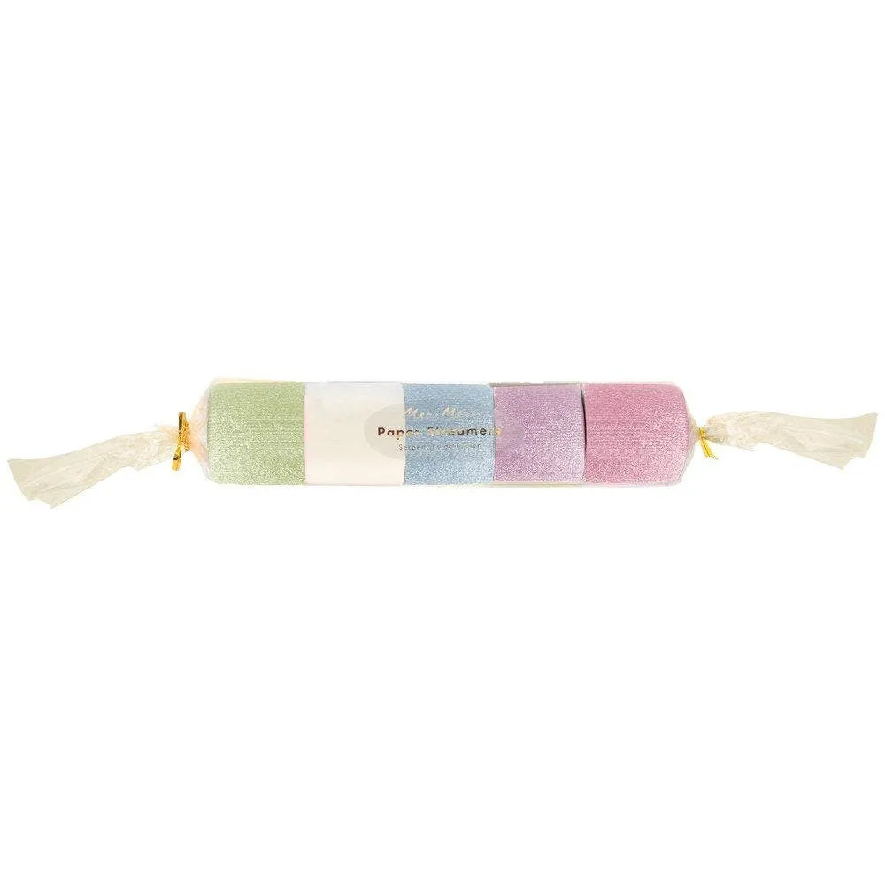 Pastel Crepe Paper Streamers, Set of 5 Rolls of Pretty Pastel Streamers by Meri Meri, Each Roll is 33"