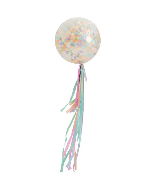 Pastel Rainbow Jumbo Confetti Balloon   Streamers