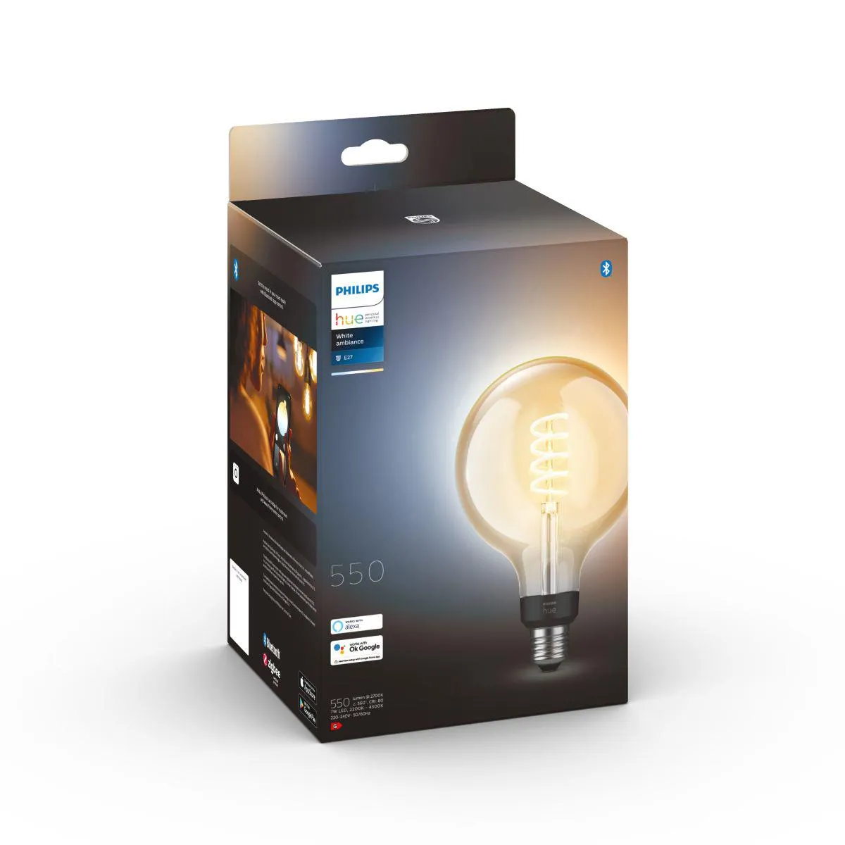 Philips Hue White Ambience Filament G125 E27 Bluetooth Bulb (2021)