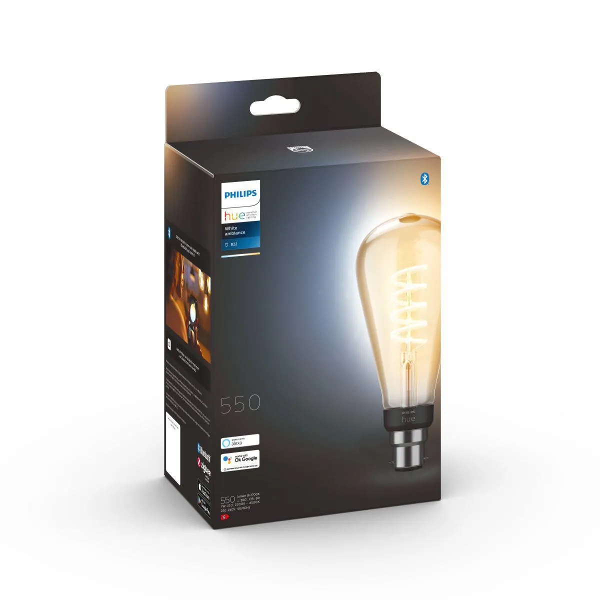 Philips Hue White Ambience Filament ST72 B22 Bluetooth Bulb (2021)