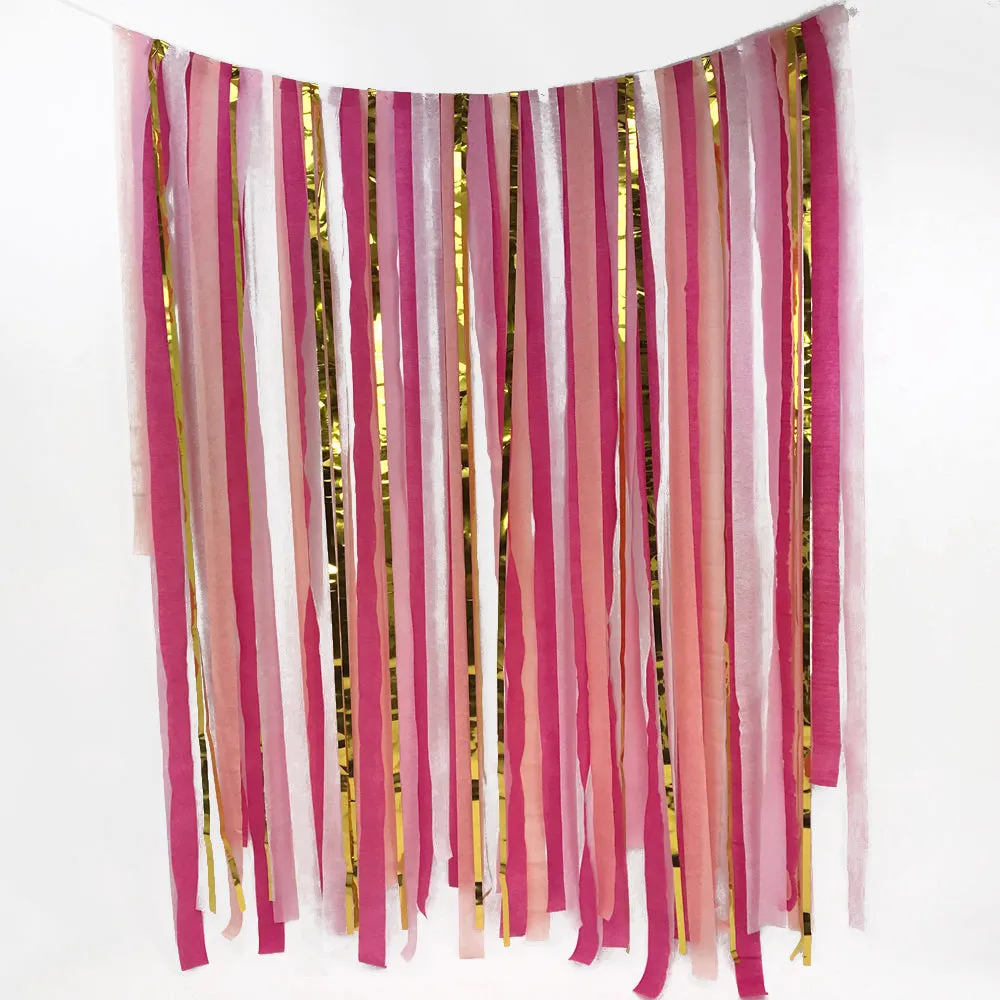 Pink & Gold Paper Streamer DIY Backdrop Kit