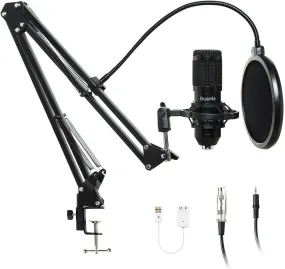 Professional Studio Condenser USB Microphone Kit with Adjustable Scissor Arm Stand and Shock Mount for PC Recording, Podcasting, YouTube, Karaoke, Gaming, and Teaching - Guarda GD100