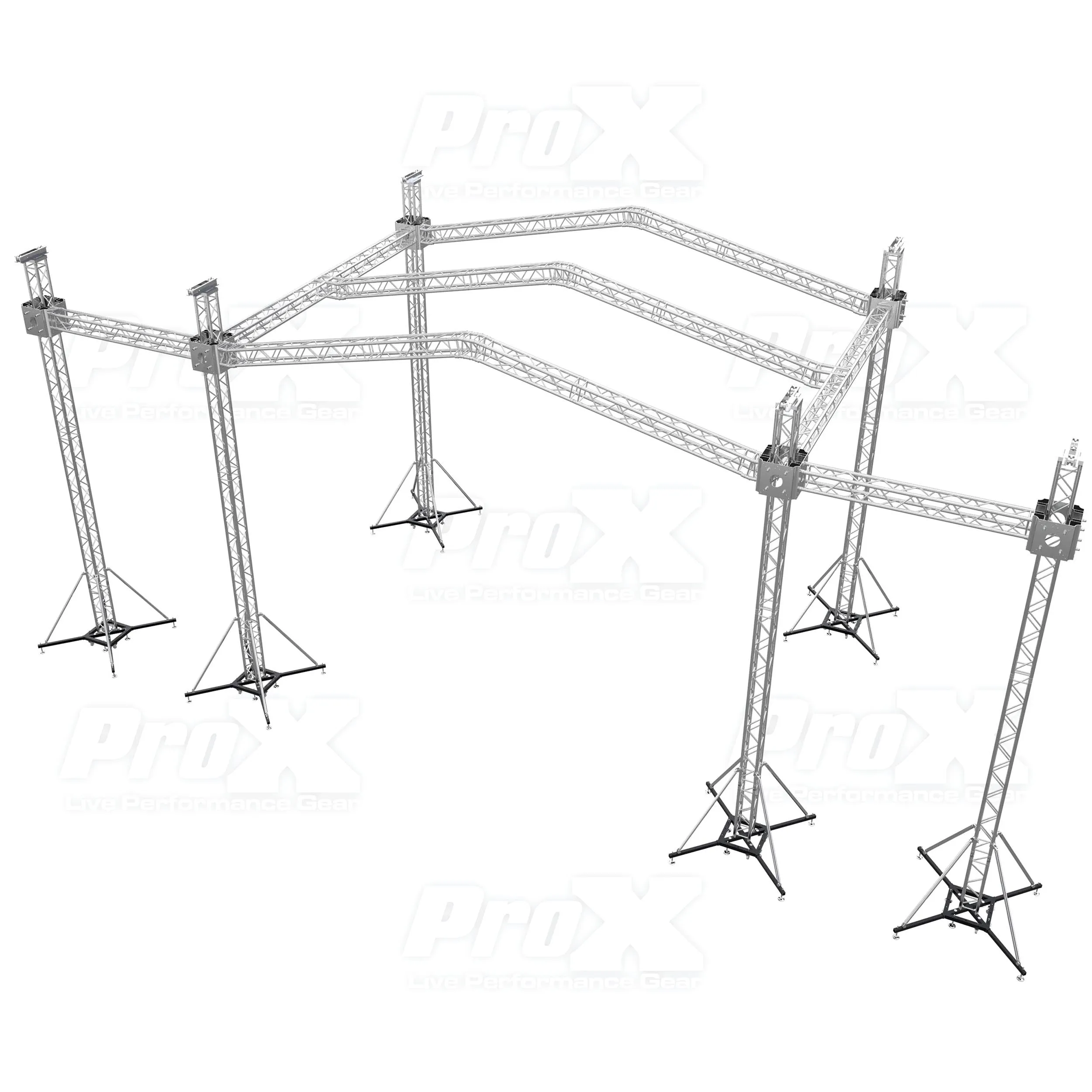 ProX XTP-GS302023-PR3-12D 12D PR3 Stage Roofing System with 7 Ft Speaker Wings and  6 Chain Hoists | 30 Ft W x 20 Ft L x 23 Ft H