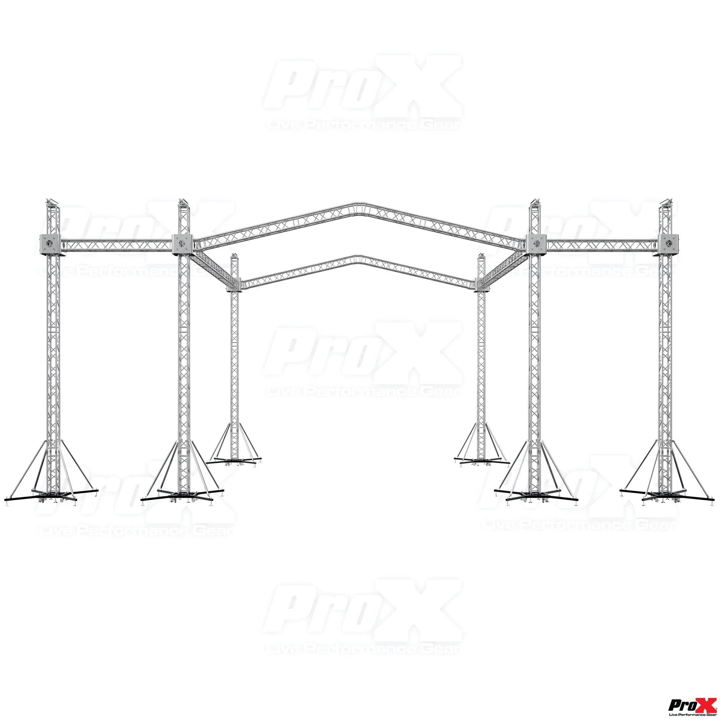 ProX XTP-GS303023-PR2-12D 12D Stage Roofing System with 7 Ft Speaker Wings and 6 Chain Hoists | 30 Ft W x 30 Ft L x 23 Ft H