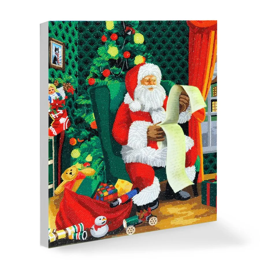 "Santa" Crystal Art Canvas Triptych Set of 3