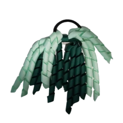 School Hair Accessories Short Curly Ponytail Streamer Hair Tie - Hunter Green (28 colours options to pick from)