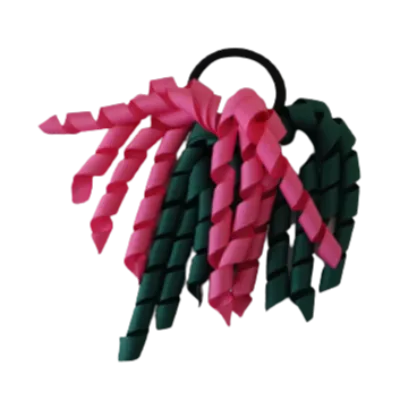 School Hair Accessories Short Curly Ponytail Streamer Hair Tie - Hunter Green (28 colours options to pick from)