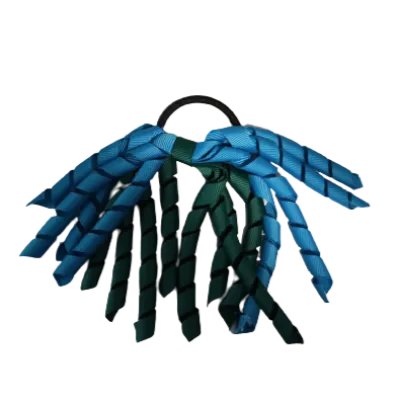 School Hair Accessories Short Curly Ponytail Streamer Hair Tie - Hunter Green (28 colours options to pick from)