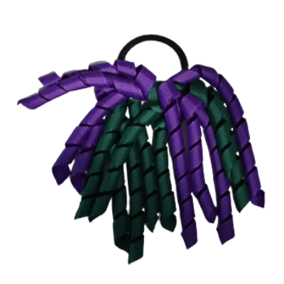 School Hair Accessories Short Curly Ponytail Streamer Hair Tie - Hunter Green (28 colours options to pick from)