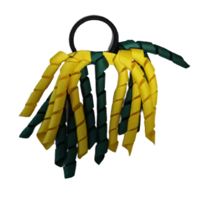 School Hair Accessories Short Curly Ponytail Streamer Hair Tie - Hunter Green (28 colours options to pick from)