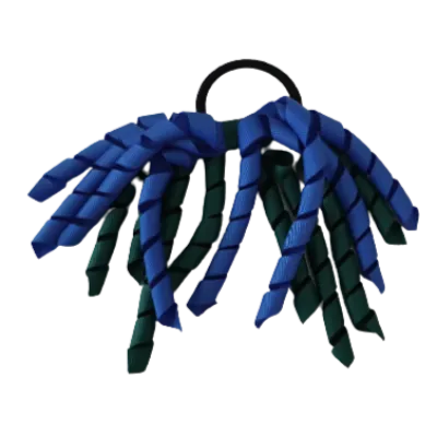 School Hair Accessories Short Curly Ponytail Streamer Hair Tie - Hunter Green (28 colours options to pick from)