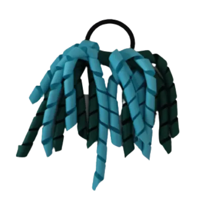 School Hair Accessories Short Curly Ponytail Streamer Hair Tie - Hunter Green (28 colours options to pick from)