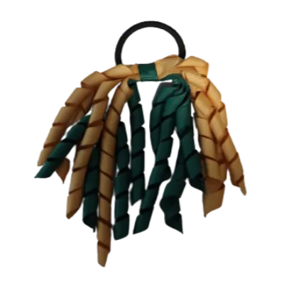 School Hair Accessories Short Curly Ponytail Streamer Hair Tie - Hunter Green (28 colours options to pick from)