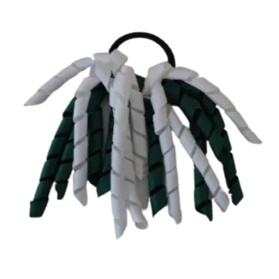 School Hair Accessories Short Curly Ponytail Streamer Hair Tie - Hunter Green (28 colours options to pick from)