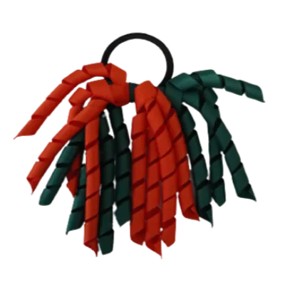 School Hair Accessories Short Curly Ponytail Streamer Hair Tie - Hunter Green (28 colours options to pick from)