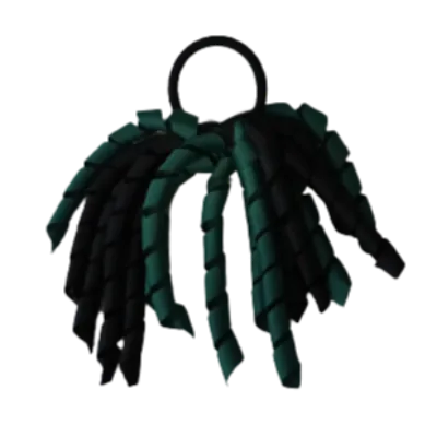 School Hair Accessories Short Curly Ponytail Streamer Hair Tie - Hunter Green (28 colours options to pick from)