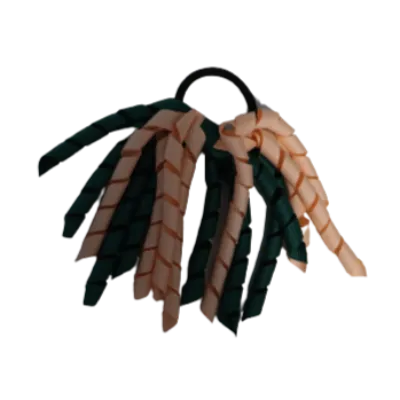 School Hair Accessories Short Curly Ponytail Streamer Hair Tie - Hunter Green (28 colours options to pick from)