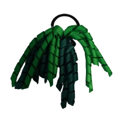 School Hair Accessories Short Curly Ponytail Streamer Hair Tie - Hunter Green (28 colours options to pick from)