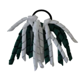 School Hair Accessories Short Curly Ponytail Streamer Hair Tie - Hunter Green (28 colours options to pick from)