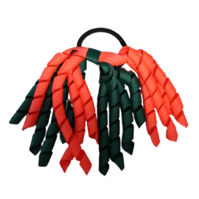 School Hair Accessories Short Curly Ponytail Streamer Hair Tie - Hunter Green (28 colours options to pick from)