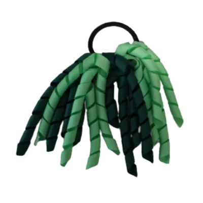 School Hair Accessories Short Curly Ponytail Streamer Hair Tie - Hunter Green (28 colours options to pick from)