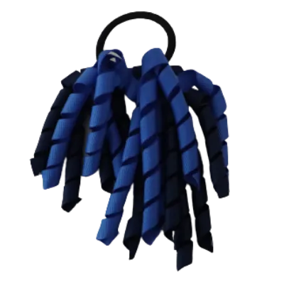 School Hair Accessories Short Curly Ponytail Streamer  Hair Tie - Royal Blue (28 colours options to pick from)