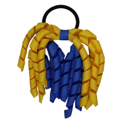 School Hair Accessories Short Curly Ponytail Streamer  Hair Tie - Royal Blue (28 colours options to pick from)