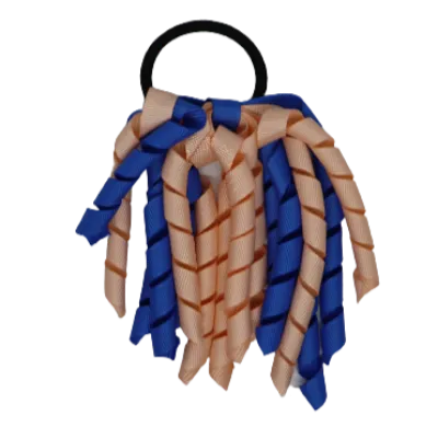 School Hair Accessories Short Curly Ponytail Streamer  Hair Tie - Royal Blue (28 colours options to pick from)