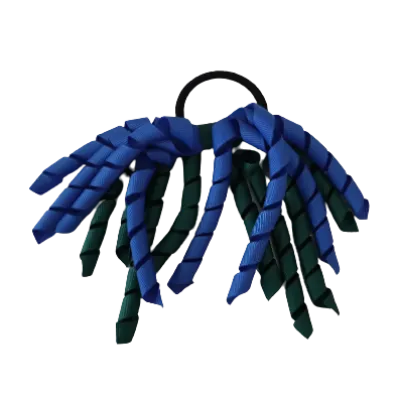 School Hair Accessories Short Curly Ponytail Streamer  Hair Tie - Royal Blue (28 colours options to pick from)