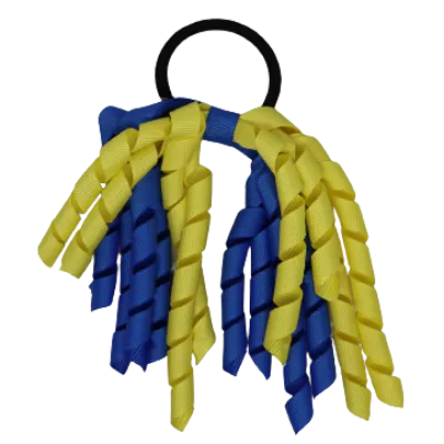 School Hair Accessories Short Curly Ponytail Streamer  Hair Tie - Royal Blue (28 colours options to pick from)