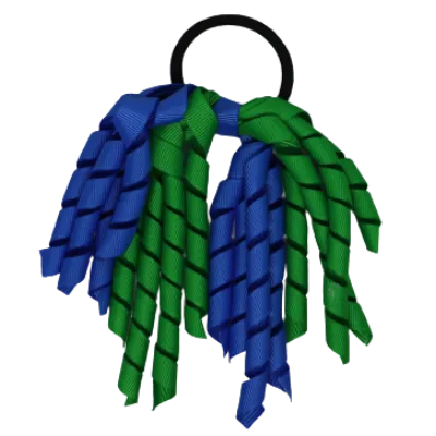 School Hair Accessories Short Curly Ponytail Streamer  Hair Tie - Royal Blue (28 colours options to pick from)