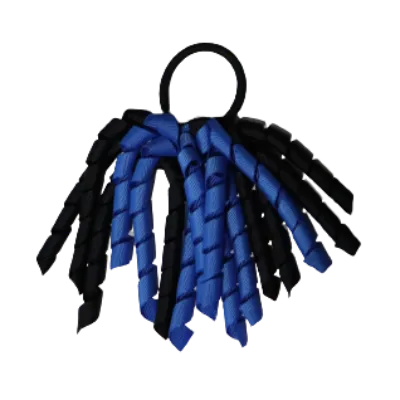 School Hair Accessories Short Curly Ponytail Streamer  Hair Tie - Royal Blue (28 colours options to pick from)