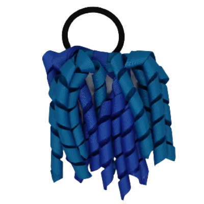 School Hair Accessories Short Curly Ponytail Streamer  Hair Tie - Royal Blue (28 colours options to pick from)