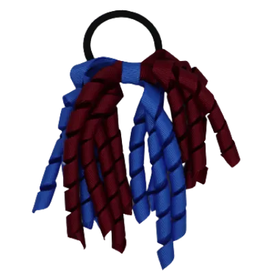School Hair Accessories Short Curly Ponytail Streamer  Hair Tie - Royal Blue (28 colours options to pick from)