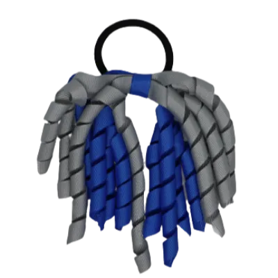 School Hair Accessories Short Curly Ponytail Streamer  Hair Tie - Royal Blue (28 colours options to pick from)