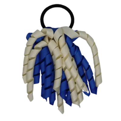 School Hair Accessories Short Curly Ponytail Streamer  Hair Tie - Royal Blue (28 colours options to pick from)