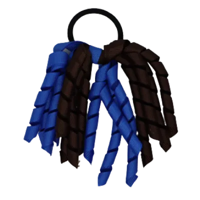 School Hair Accessories Short Curly Ponytail Streamer  Hair Tie - Royal Blue (28 colours options to pick from)