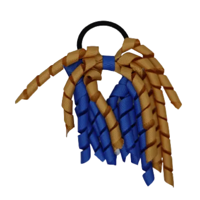 School Hair Accessories Short Curly Ponytail Streamer  Hair Tie - Royal Blue (28 colours options to pick from)