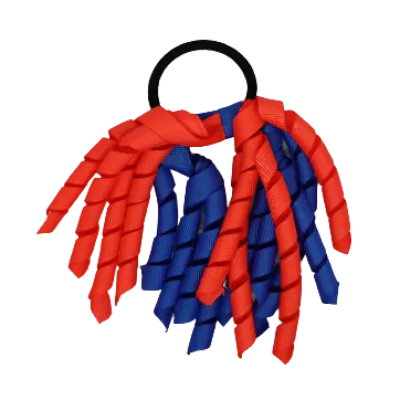 School Hair Accessories Short Curly Ponytail Streamer  Hair Tie - Royal Blue (28 colours options to pick from)