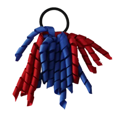 School Hair Accessories Short Curly Ponytail Streamer  Hair Tie - Royal Blue (28 colours options to pick from)