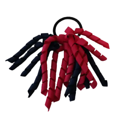 School Hair Accessories Short Curly Ponytail Streamer Hair Tie - Shocking Pink (28 colours options to pick from)