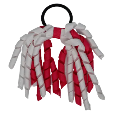 School Hair Accessories Short Curly Ponytail Streamer Hair Tie - Shocking Pink (28 colours options to pick from)