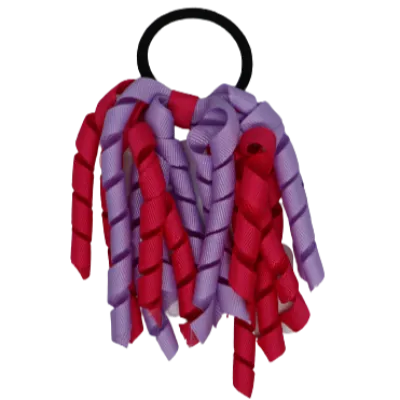 School Hair Accessories Short Curly Ponytail Streamer Hair Tie - Shocking Pink (28 colours options to pick from)