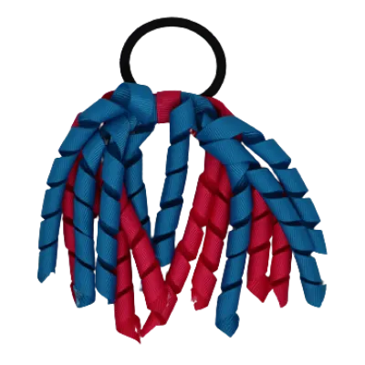 School Hair Accessories Short Curly Ponytail Streamer Hair Tie - Shocking Pink (28 colours options to pick from)