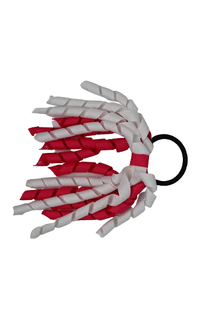 School Hair Accessories Short Curly Ponytail Streamer Hair Tie - Shocking Pink (28 colours options to pick from)